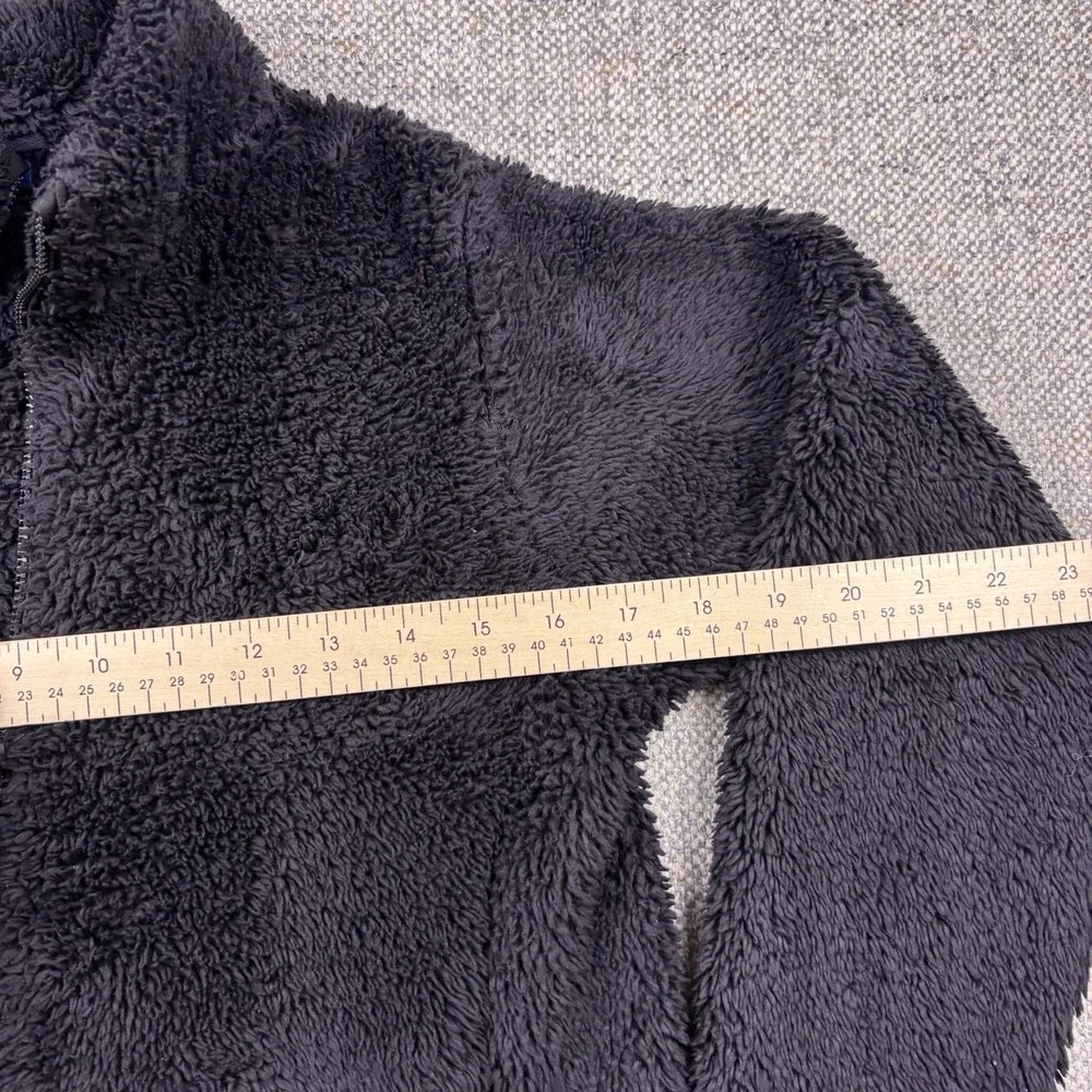 UNIQLO Girls Kids Fluffy Yarn Fleece Full Zip Jacket Black Sz 9/10
